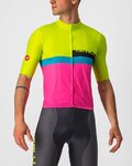 CASTELLI Cyklistický dres s krátkým rukávem - A BLOCCO  - černá/růžová/modrá/žlutá