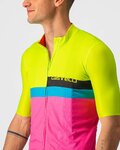 CASTELLI Cyklistický dres s krátkým rukávem - A BLOCCO  - černá/růžová/modrá/žlutá