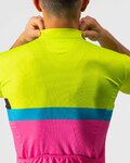 CASTELLI Cyklistický dres s krátkým rukávem - A BLOCCO  - černá/růžová/modrá/žlutá