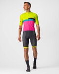 CASTELLI Cyklistický dres s krátkým rukávem - A BLOCCO  - černá/růžová/modrá/žlutá