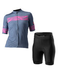 CASTELLI Cyklistický krátký dres a krátké kalhoty - FENICE LADY - černá/modrá/růžová