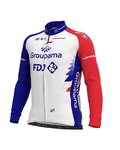 ALÉ Cyklistický dres s dlouhým rukávem zimní - GROUPAMA FDJ 2021 - červená/modrá/bílá