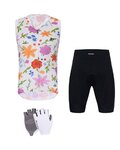 HOLOKOLO Cyklistický mega set - FLORAL ELITE LADY - bílá/černá/vícebarevná