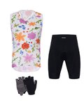 HOLOKOLO Cyklistický mega set - FLORAL ELITE LADY - černá/vícebarevná/bílá