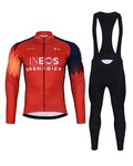 BONAVELO Cyklistický zimní dres a kalhoty - INEOS 2024 WINTER - modrá/černá/červená