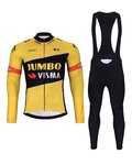BONAVELO Cyklistický zimní dres a kalhoty - JUMBO-VISMA 2024 WNT - žlutá/černá