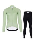 HOLOKOLO Cyklistický dlouhý dres a kalhoty - PHANTOM LADY WINTER - světle zelená/černá