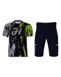 HOLOKOLO Cyklistický MTB dres a kalhoty - TYRE MTB - černá/zelená/šedá