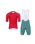 HOLOKOLO Cyklistický krátký dres a krátké kalhoty - VICTORIOUS - zelená/červená
