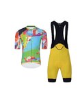 HOLOKOLO Cyklistický krátký dres a krátké kalhoty - DEER - žlutá/zelená/vícebarevná