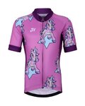 HOLOKOLO Cyklistický krátký dres a krátké kalhoty - UNICORNS KIDS - růžová/černá