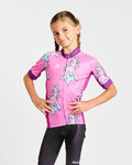 HOLOKOLO Cyklistický dres s krátkým rukávem - UNICORNS KIDS - růžová/vícebarevná