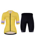 HOLOKOLO Cyklistický krátký dres a krátké kalhoty - RAINBOW LADY - žlutá/černá