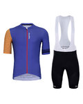 HOLOKOLO Cyklistický krátký dres a krátké kalhoty - GREAT ELITE - modrá/černá/oranžová