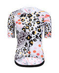 MONTON Cyklistický dres s krátkým rukávem - LEOPARD LADY - černá/bílá/růžová