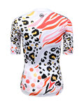 MONTON Cyklistický dres s krátkým rukávem - LEOPARD LADY - černá/bílá/růžová