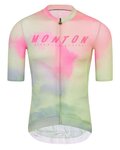 MONTON Cyklistický dres s krátkým rukávem - MORNINGGLOW - světle zelená/fialová/růžová
