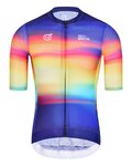 MONTON Cyklistický dres s krátkým rukávem - SKULL NORTHERNLIGHTS - modrá/žlutá