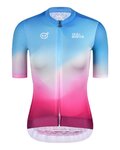 MONTON Cyklistický dres s krátkým rukávem - SKULL NORTHERNLIGHTS LADY - modrá/bordó/růžová