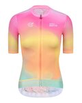 MONTON Cyklistický dres s krátkým rukávem - SKULL NORTHERNLIGHTS LADY - žlutá/růžová