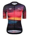 MONTON Cyklistický dres s krátkým rukávem - SKULL SUNSET LADY - žlutá/červená/černá/modrá