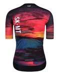 MONTON Cyklistický dres s krátkým rukávem - SKULL SUNSET LADY - žlutá/červená/černá/modrá