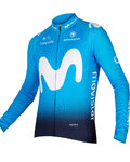 Cyklistický dres s dlouhým rukávem zimní - MOVISTAR 2019 WINTER - bílá/modrá/světle modrá