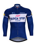 BONAVELO Cyklistický dres s dlouhým rukávem zimní - QUICKSTEP 2018 WNT - bílá/modrá