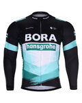 BONAVELO Cyklistický dres s dlouhým rukávem letní - BORA 2020 SUMMER - černá/bílá/zelená
