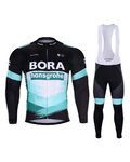 BONAVELO Cyklistický zimní dres a kalhoty - BORA 2020 WINTER - černá/zelená/bílá