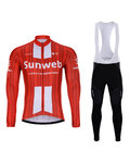 BONAVELO Cyklistický zimní dres a kalhoty - SUNWEB 2020 WINTER - červená/bílá/černá