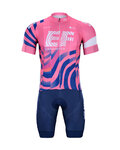 BONAVELO Cyklistický krátký dres a krátké kalhoty - EDUCATION FIRST 2020 - modrá/růžová