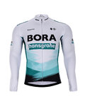 BONAVELO Cyklistický dres s dlouhým rukávem zimní - BORA 2021 WINTER - bílá/zelená/černá