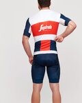 BONAVELO Cyklistický krátký dres a krátké kalhoty - TREK 2021 - bílá/modrá/červená