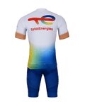 BONAVELO Cyklistický krátký dres a krátké kalhoty - TOTAL ENERGIES 2025 - žlutá/bílá/modrá