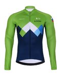 BONAVELO Cyklistický dres s dlouhým rukávem zimní - SLOVENIA - modrá/zelená