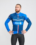 BONAVELO Cyklistický dres s dlouhým rukávem zimní - FDJ 2025 WINTER - modrá/černá