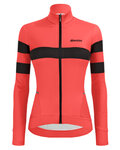 SANTINI Cyklistický zimní dres a kalhoty - CORAL B. LADY WINTER - černá/růžová