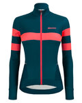 SANTINI Cyklistický zimní dres a kalhoty - CORAL B. LADY WINTER - černá/modrá/růžová