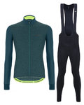 SANTINI Cyklistický zimní dres a kalhoty - COLORE PURO WINTER - černá/zelená