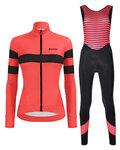 SANTINI Cyklistický zimní dres a kalhoty - CORAL B. LADY WINTER - černá/růžová