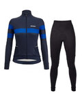 SANTINI Cyklistický zimní dres a kalhoty - CORAL BENGAL+OMNIA W - černá/modrá