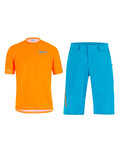 SANTINI Cyklistický MTB dres a kalhoty - SASSO MTB - tyrkysová/oranžová