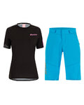 SANTINI Cyklistický MTB dres a kalhoty - SASSO MTB LADY - černá/tyrkysová