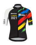 SANTINI Cyklistický dres s krátkým rukávem - UCI WC FLANDERS 2021 - černá/duhová