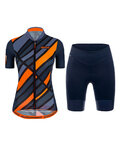 SANTINI Cyklistický krátký dres a krátké kalhoty - SLEEK RAGGIO LADY - oranžová/modrá