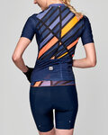 SANTINI Cyklistický dres s krátkým rukávem - SLEEK RAGGIO LADY - modrá/oranžová