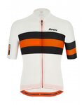 SANTINI Cyklistický dres s krátkým rukávem - SLEEK BENGAL - oranžová/černá/bílá