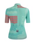 SANTINI Cyklistický krátký dres a krátké kalhoty - GIADA OPTIC LADY - černá/modrá/růžová