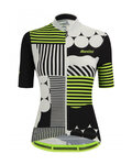SANTINI Cyklistický krátký dres a krátké kalhoty - GIADA OPTIC LADY - černá/bílá/žlutá